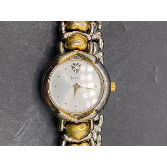 Vintage Bulova Diamond Silver Dial Two Tone Heart Band WR Women\'s Watch 98P11 main image 5